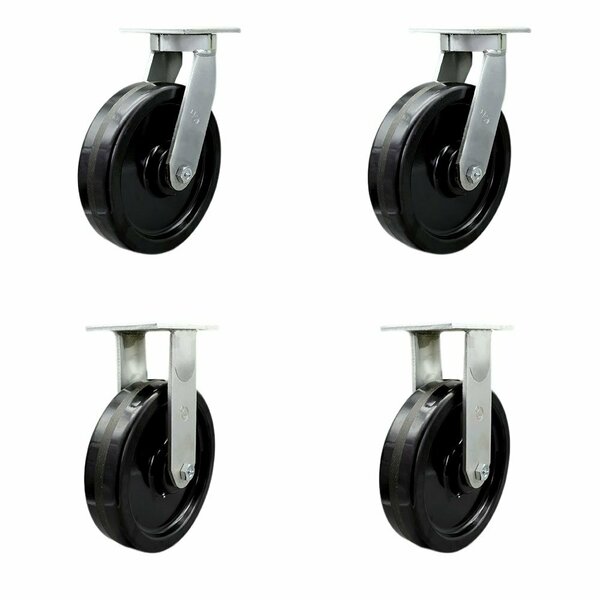 Service Caster 12'' Extra Heavy Duty Phenolic Wheel Caster Set 2 Swivel 2 Rigid , 4PK CRAN-SCC-KP92S1230-PHR-2-R-2